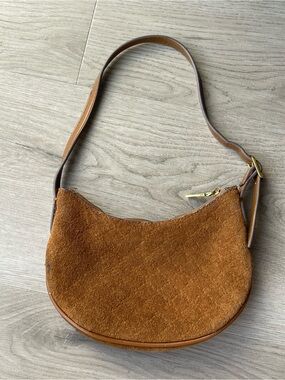 MGO Genuine Suede Crescent Shoulder Bag